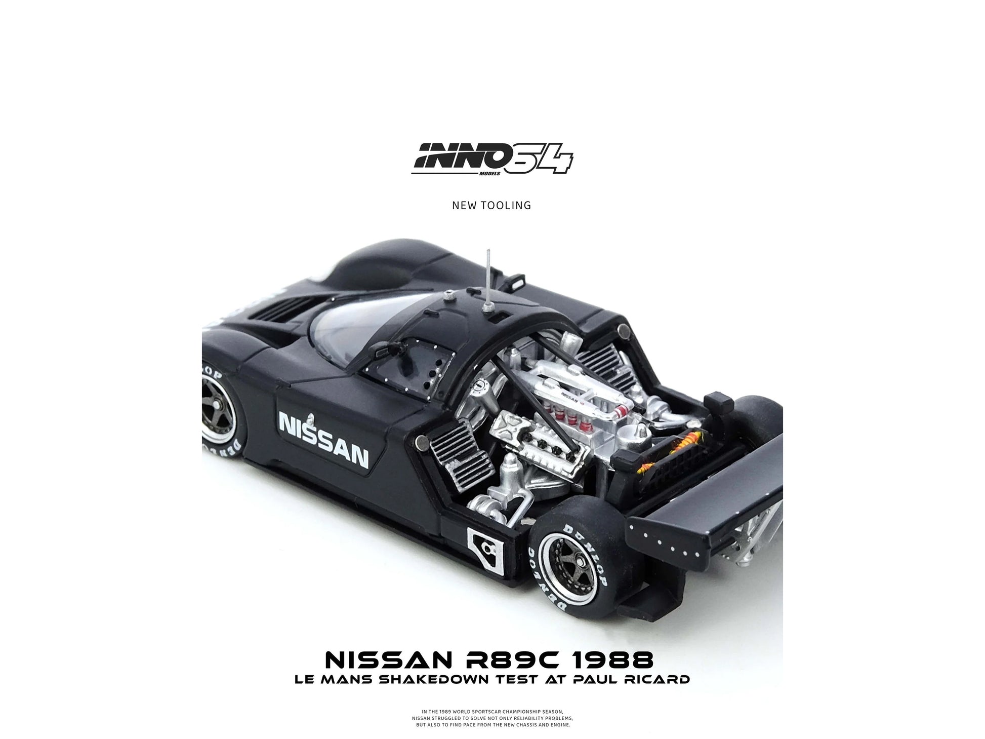 Nissan R89C Matt Black "Le Mans Shakedown Test at Paul Ricard 1988" 1/64 Diecast Model Car by Inno Models