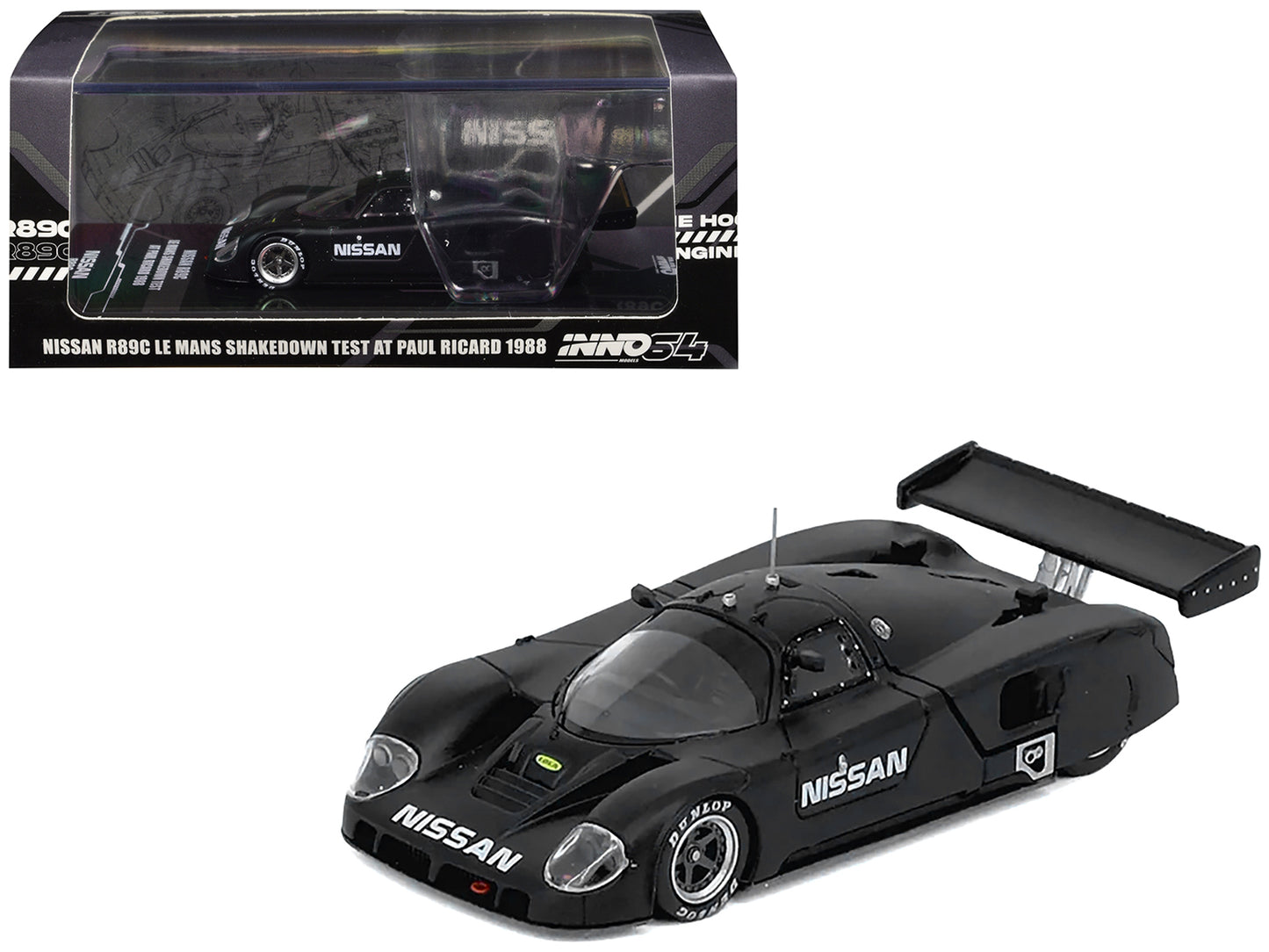 Nissan R89C Matt Black "Le Mans Shakedown Test at Paul Ricard 1988" 1/64 Diecast Model Car by Inno Models