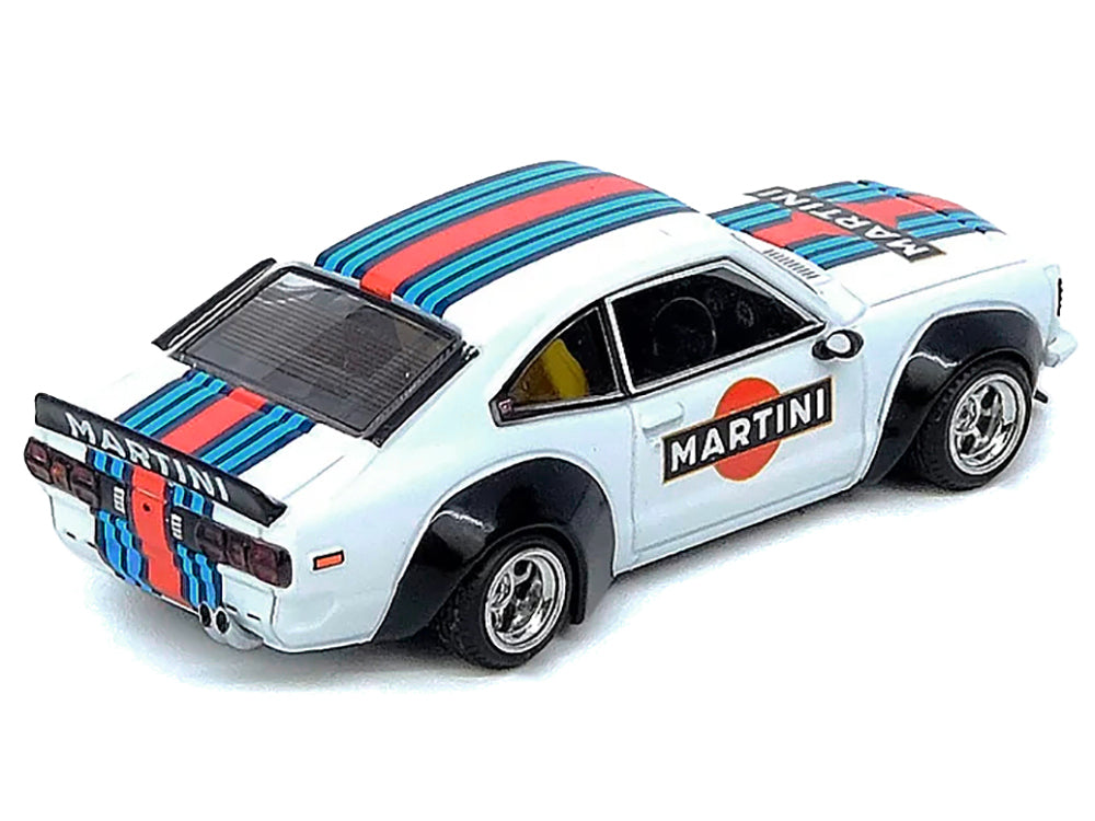 Mazda RX-3 Savanna RHD (Right Hand Drive) "Martini Racing Livery" White with Red and Blue Stripes 1/64 Diecast Model Car by Inno Models