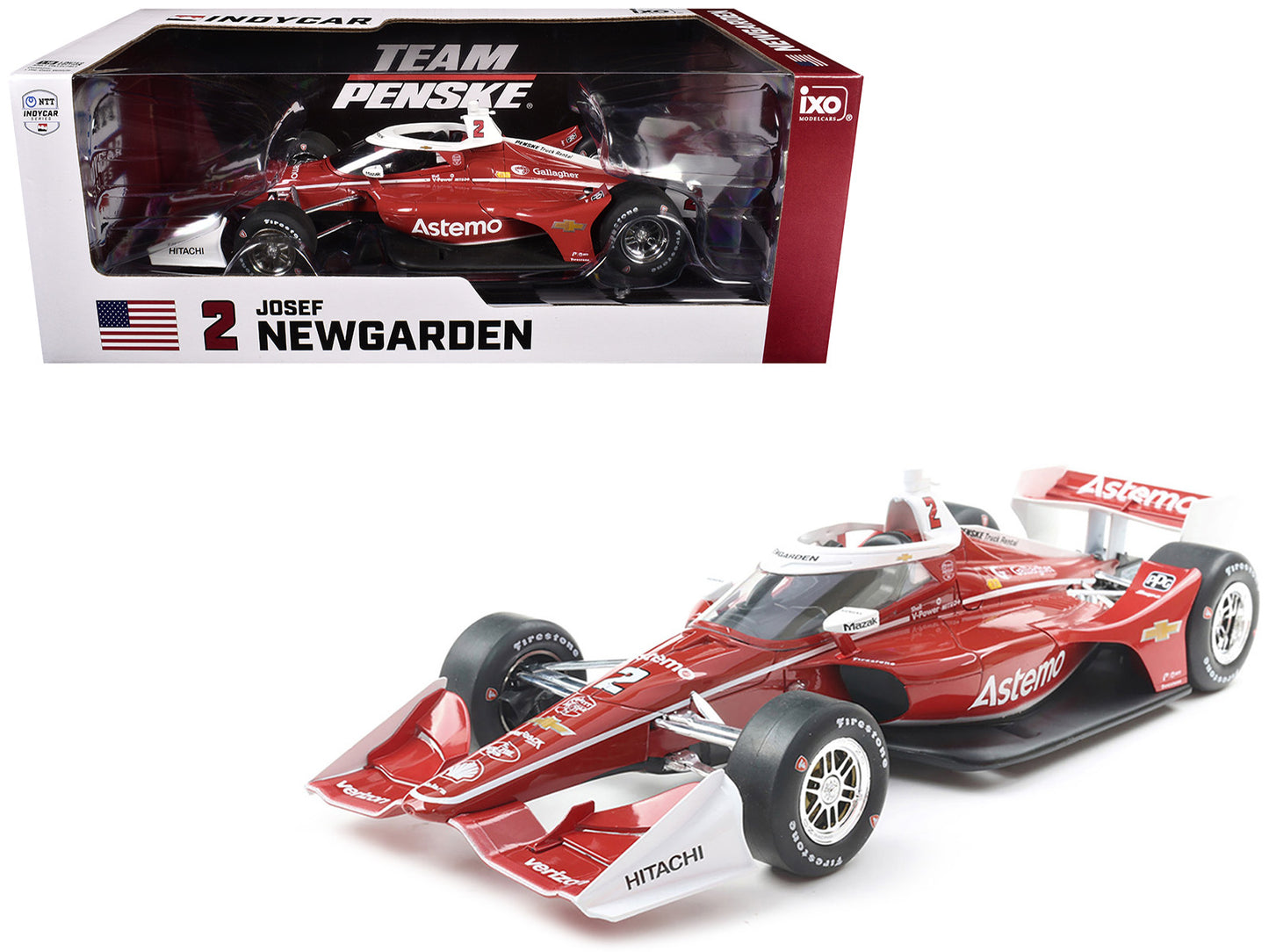 Dallara IndyCar #2 Josef Newgarden "Astemo" Team Penske (Road Course Configuration) "NTT IndyCar Series" (2025) 1/18 Diecast Model Car by IXO Models