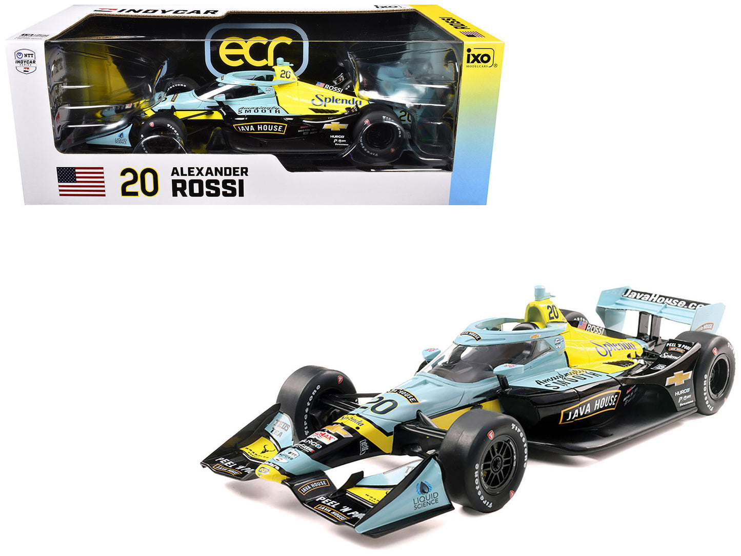 Dallara IndyCar #20 Alexander Rossi "Java House" Ed Carpenter Racing (Road Course Configuration) "NTT IndyCar Series" (2025) 1/18 Diecast Model Car by IXO Models