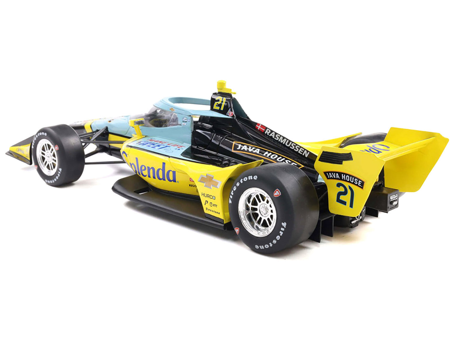 Dallara IndyCar #21 Christian Rasmussen "Splenda" Ed Carpenter Racing (Road Course Configuration) "NTT IndyCar Series" (2025) 1/18 Diecast Model Car by IXO Models