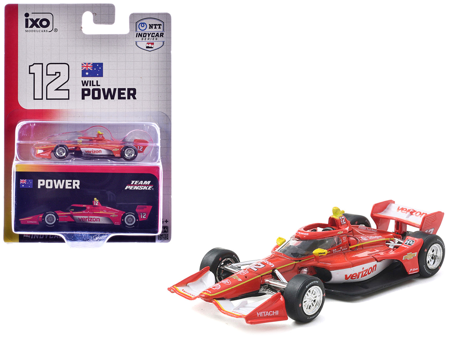 Dallara IndyCar #12 Will Power "Verizon" Team Penske (Road Course Configuration) "NTT IndyCar Series" (2025) 1/64 Diecast Model Car by IXO Models
