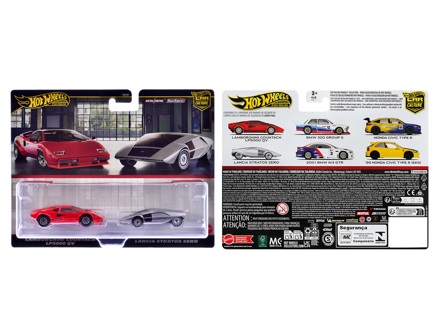 Lamborghini Countach LP5000 QV Red and Lancia Stratos Zero Gray Metallic "Car Culture" Set of 2 Cars Diecast Model Cars by Hot Wheels