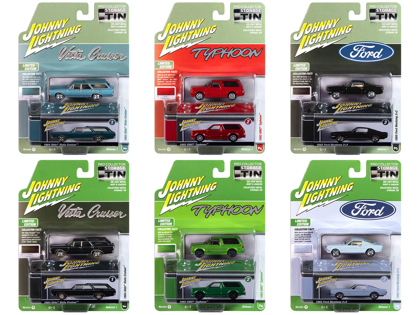 Johnny Lightning Collector's Tin 2025 Set of 6 Cars Release 1 Limited Edition 1 1/64 Diecast Model Cars by Johnny Lightning