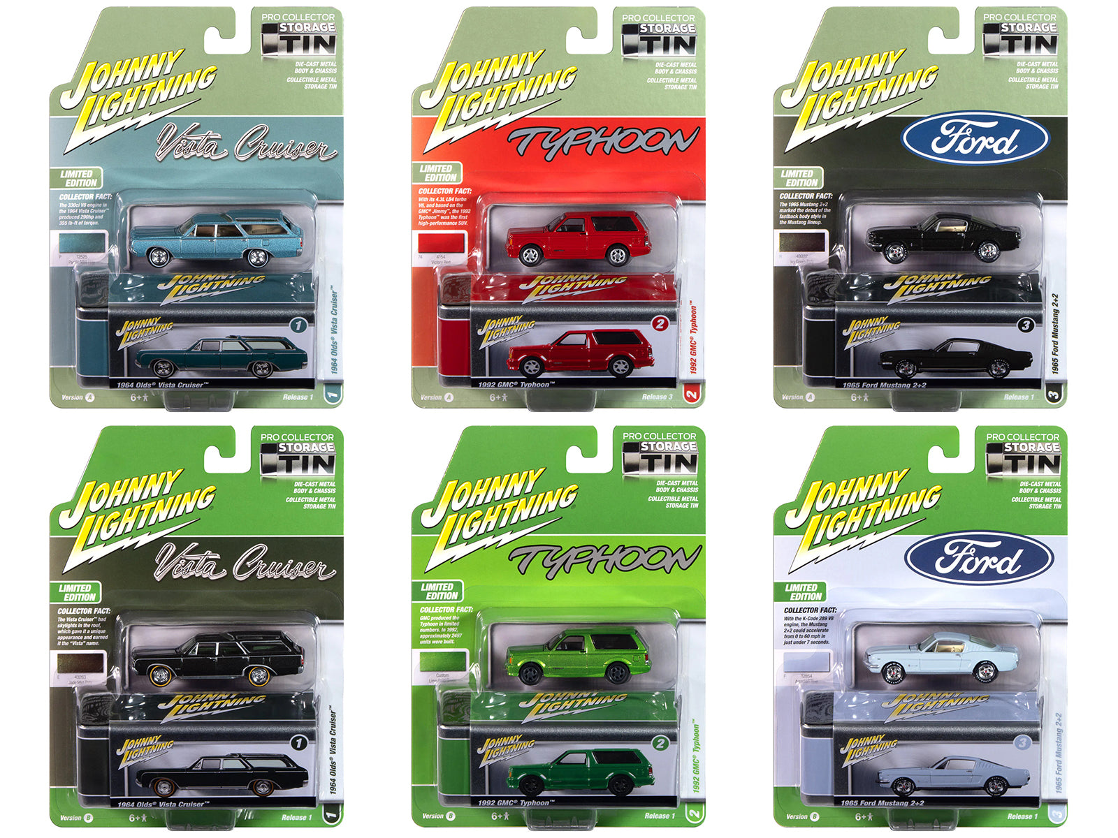 Johnny Lightning Collector's Tin 2025 Set of 6 Cars Release 1 Limited Edition 1 1/64 Diecast Model Cars by Johnny Lightning