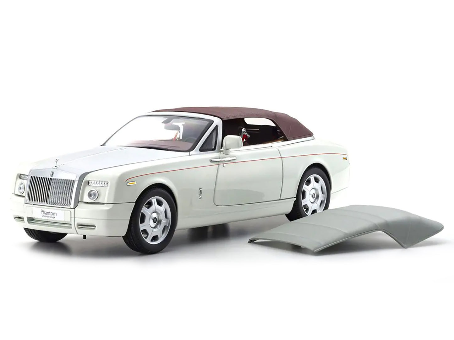 Rolls Royce Phantom Drophead Coupe English White with Silver Hood 1/18 Diecast Model Car by Kyosho