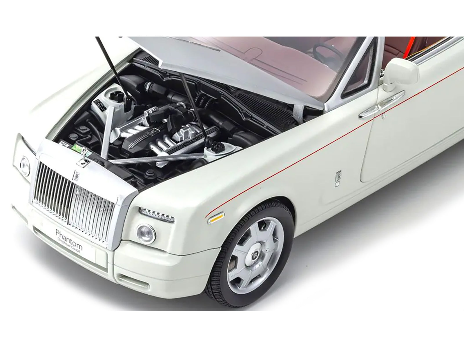 Rolls Royce Phantom Drophead Coupe English White with Silver Hood 1/18 Diecast Model Car by Kyosho