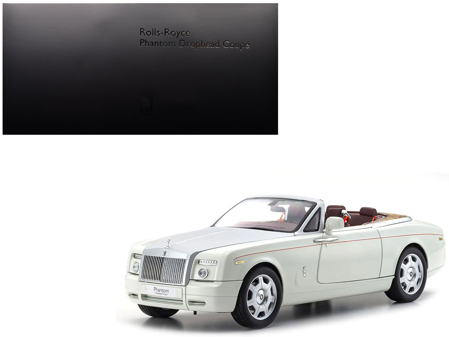 Rolls Royce Phantom Drophead Coupe English White with Silver Hood 1/18 Diecast Model Car by Kyosho