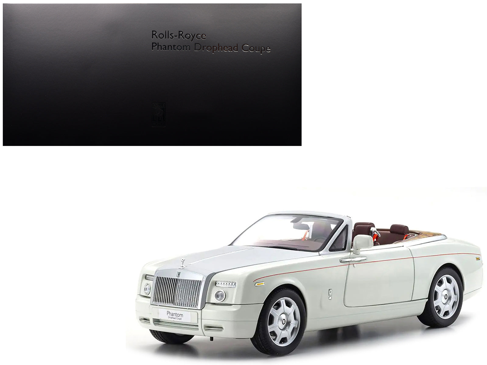 Rolls Royce Phantom Drophead Coupe English White with Silver Hood 1/18 Diecast Model Car by Kyosho