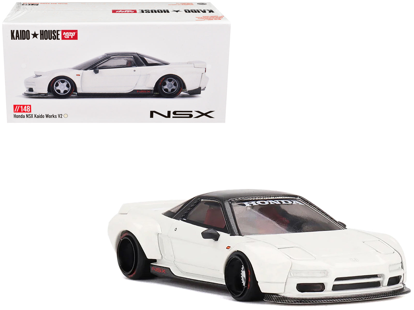 Honda NSX "Kaido Works V2" White with Black Top (Designed by Jun Imai) "Kaido House" Special 1/64 Diecast Model Car by Mini GT