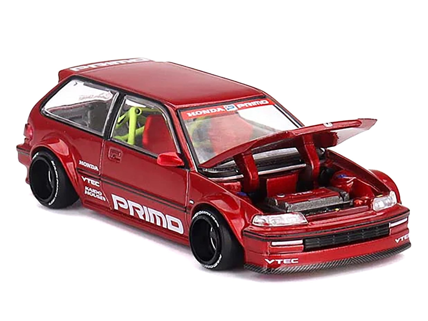 Honda Civic (EF) "Kaido Works V2" Red Metallic with Graphics (Designed by Jun Imai) "Kaido House" Special 1/64 Diecast Model Car by Mini GT