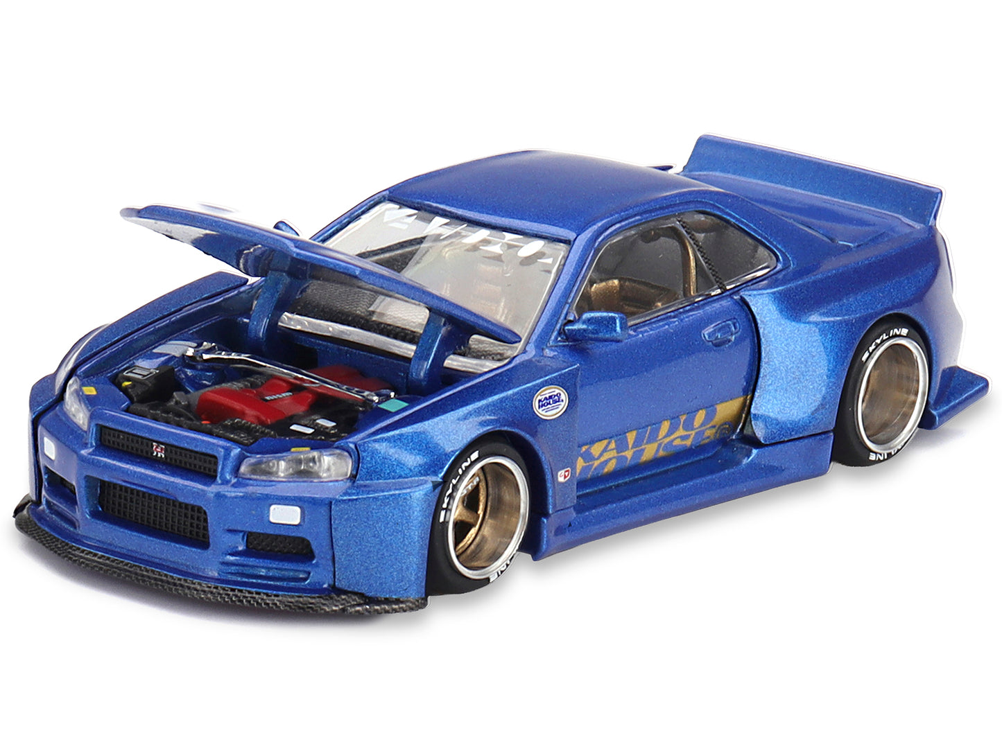 Nissan Skyline GT-R (R34) "SHINJUKU V2 Aero" RHD (Right Hand Drive) Blue Metallic (Designed by Jun Imai) "Kaido House" Special 1/64 Diecast Model Car by Mini GT