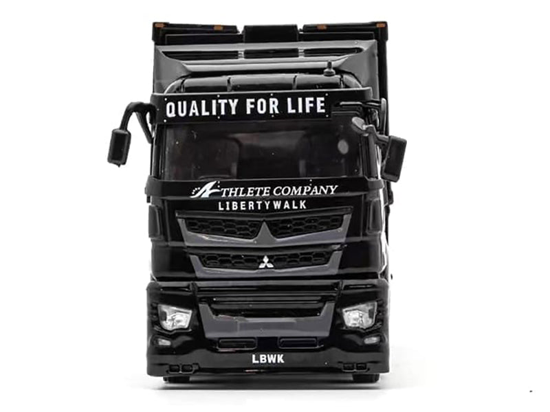 Mitsubishi Fuso Super Great Transporter RHD (Right Hand Drive) "Liberty Walk LB-Trucks" Black with Graphics 1/64 Diecast Model by GCD