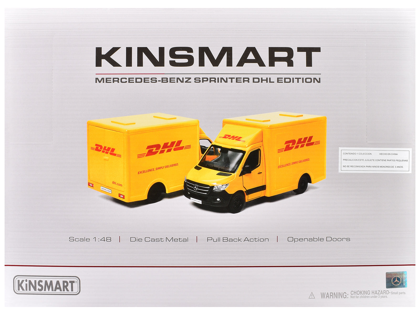 Mercedes-Benz Sprinter Van "DHL" Yellow 1/48 Diecast Model Car by Kinsmart