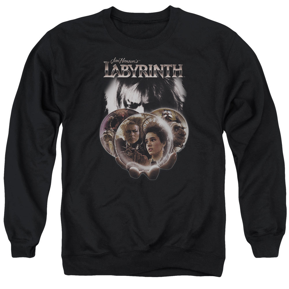 Labyrinth Globes Mens Crewneck Sweatshirt Black Officially Licensed