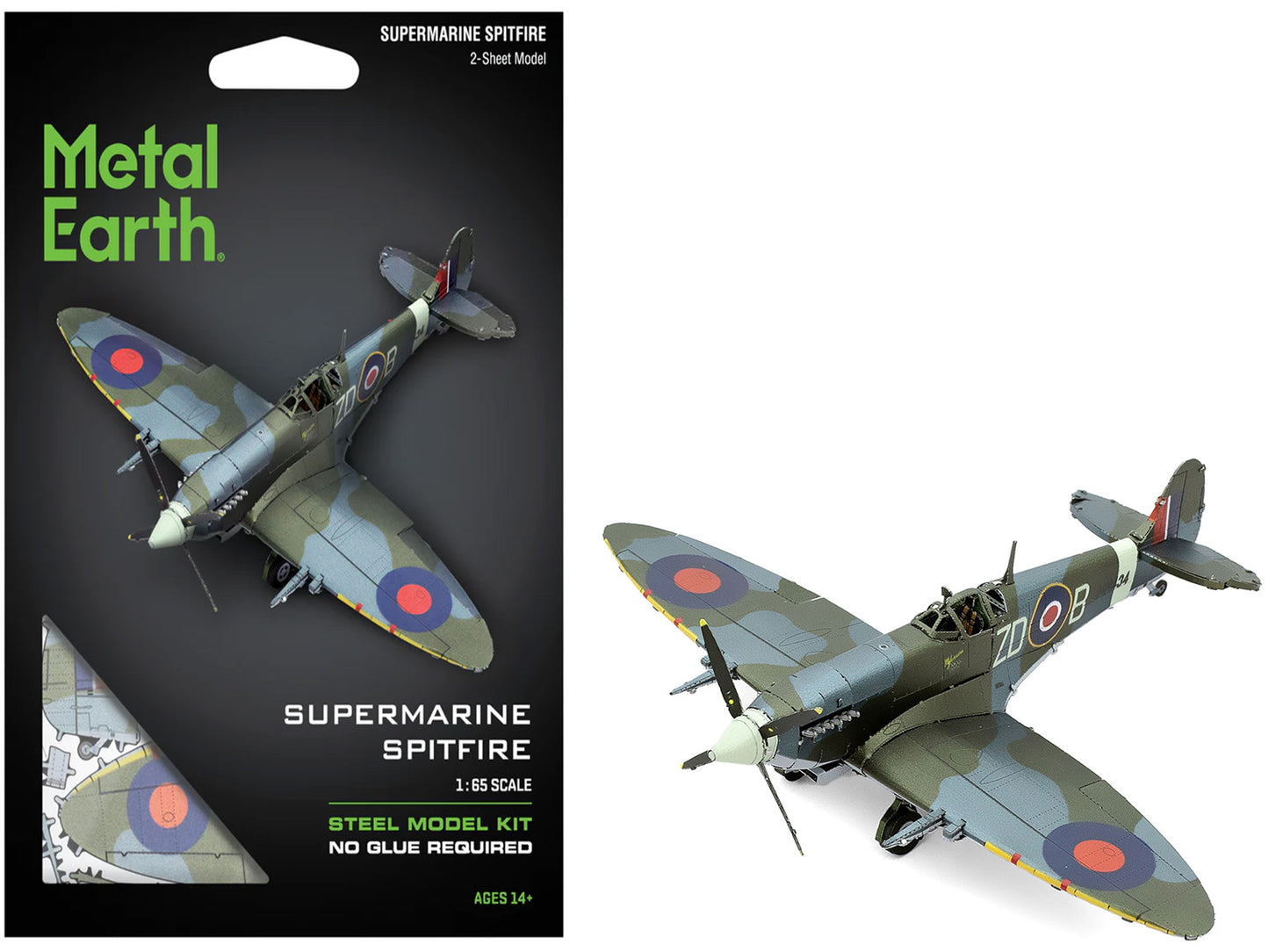 Model Kit Supermarine Spitfire Fighter Aircraft "British Royal Air Force" (Moderate Difficulty) Steel Model by Metal Earth