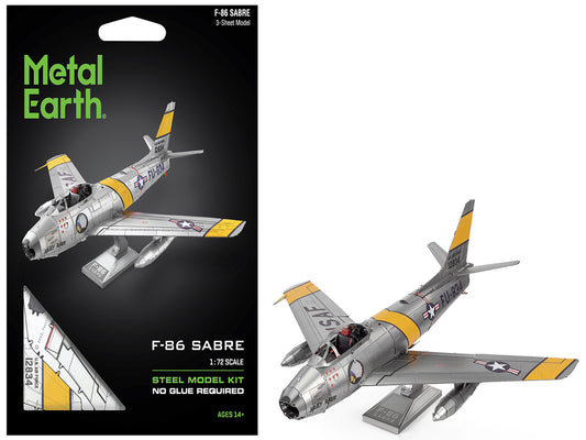 Model Kit North American F-86 Sabre Fighter Aircraft "Jolley Roger" United States Air Force (Moderate Difficulty) Steel Model by Metal Earth