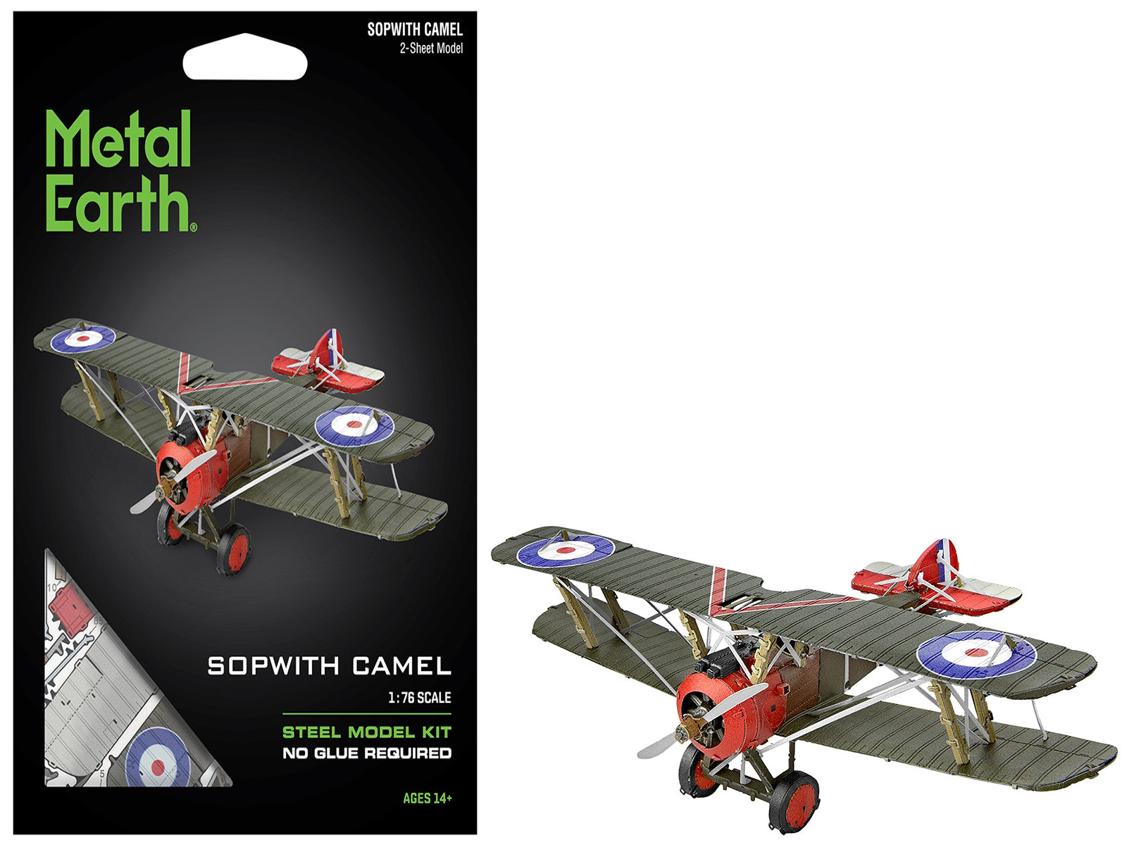 Model Kit Sopwith Camel Aircraft "World War I" British Royal Flying Corps (Moderate Difficulty) Steel Model by Metal Earth