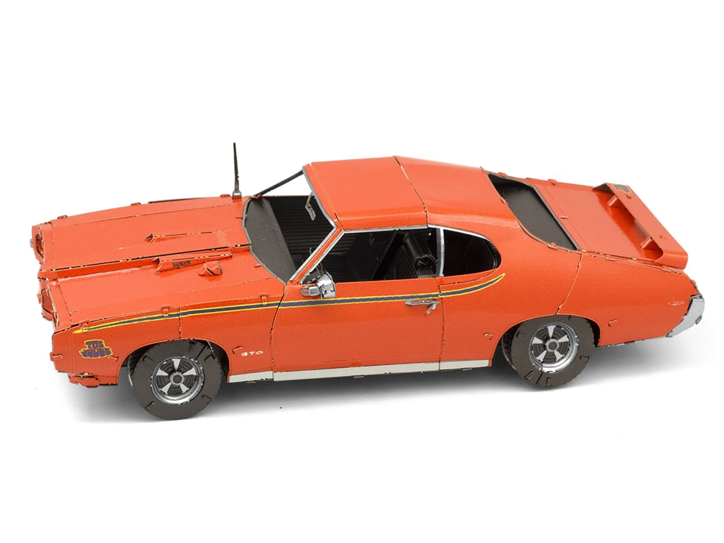 Model Kit 1969 Pontiac GTO Judge Orange with Black Stripes (Moderate Difficulty) Steel Model by Metal Earth