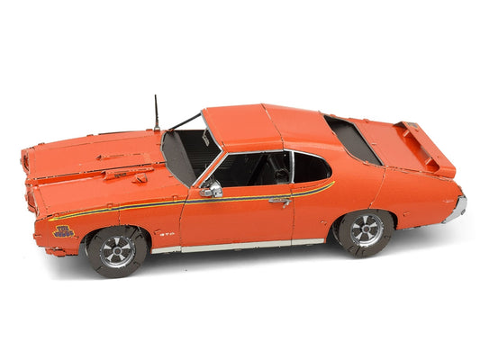 Model Kit 1969 Pontiac GTO Judge Orange with Black Stripes (Moderate Difficulty) Steel Model by Metal Earth
