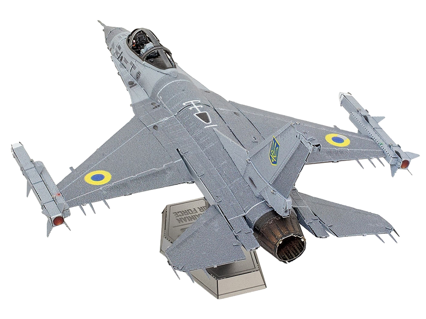 Model Kit Lockheed Martin F-16 Fighting Falcon Aircraft "Ukrainian Air Force" (Moderate Difficulty) Steel Model by Metal Earth