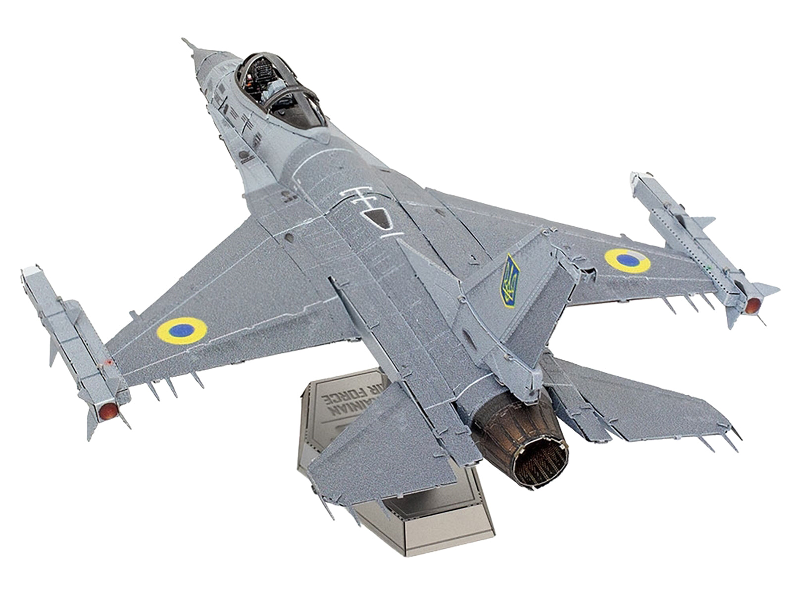 Model Kit Lockheed Martin F-16 Fighting Falcon Aircraft "Ukrainian Air Force" (Moderate Difficulty) Steel Model by Metal Earth