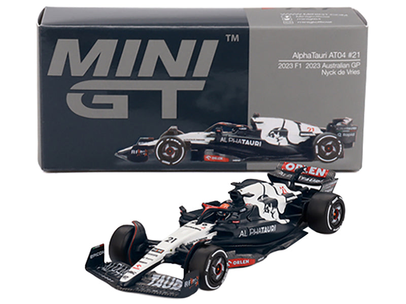 AlphaTauri AT04 #21 Nyck de Vries Formula One F1 "Australian GP" (2023) Limited Edition 1/64 Diecast Model Car by Mini GT