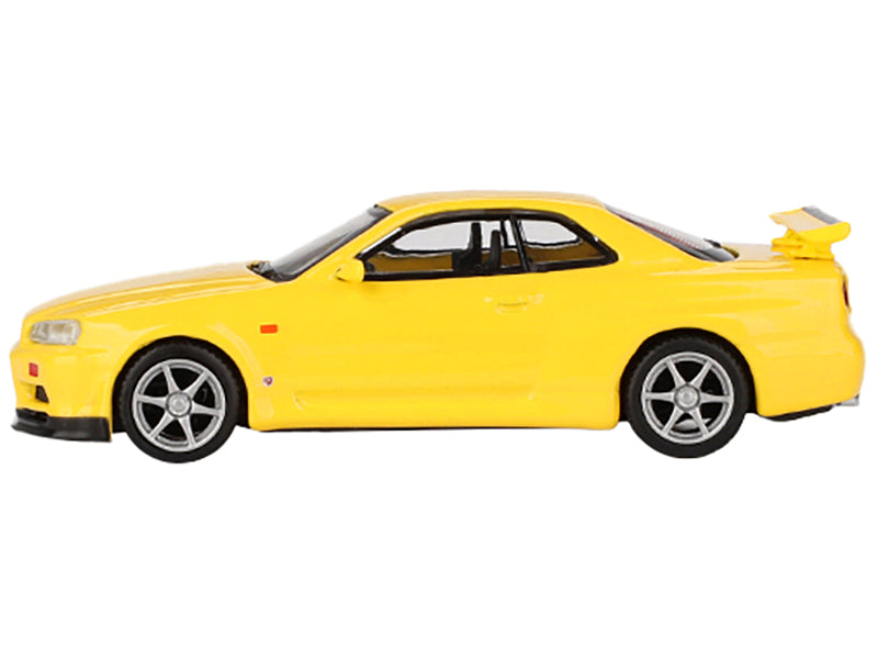 Nissan Skyline GT-R (R34) V-Spec RHD (Right Hand Drive) Lightning Yellow Limited Edition to 7920 pieces Worldwide 1/64 Diecast Model Car by Mini GT