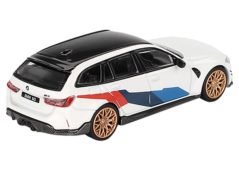 BMW M3 M Performance Touring Alpine White with Black Top and Graphics Limited Edition to 4800 pieces Worldwide 1/64 Diecast Model Car by Mini GT