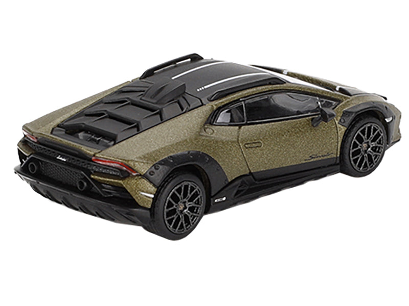 Lamborghini Huracan Sterrato Verde Gea Matt Green Metallic with Black Tio and White Stripes Limited Edition to 7200 pieces Worldwide 1/64 Diecast Model Car by Mini GT