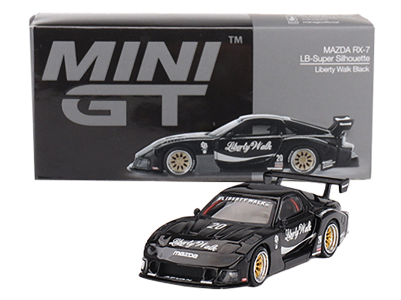Mazda RX-7 LB-Super Silhouette #20 "Liberty Walk" Black Limited Edition 1/64 Diecast Model Car by Mini GT