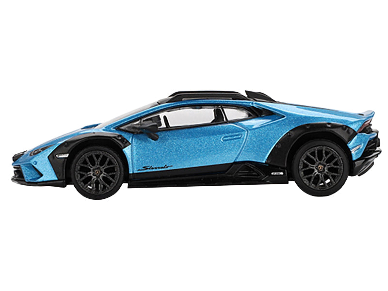 Lamborghini Huracan Sterrato Blu Aegir Blue Metallic with Black Top Limited Edition 1/64 Diecast Model Car by Mini GT