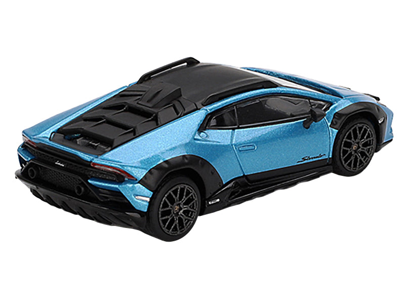 Lamborghini Huracan Sterrato Blu Aegir Blue Metallic with Black Top Limited Edition 1/64 Diecast Model Car by Mini GT