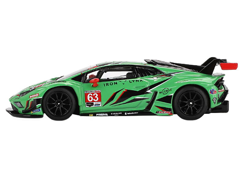 Lamborghini Huracan GT3 EVO2 #63 Mirko Bortolotti - Andrea Caldarelli - Romain Grosjean - Jordan Pepper "Iron Lynx" "24 Hours of Daytona" (2023) Limited Edition 1/64 Diecast Model Car by Mini GT
