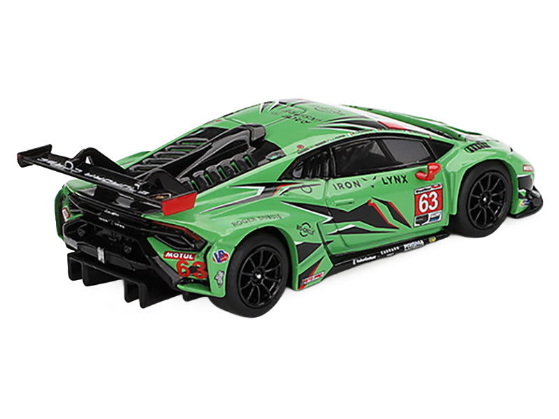 Lamborghini Huracan GT3 EVO2 #63 Mirko Bortolotti - Andrea Caldarelli - Romain Grosjean - Jordan Pepper "Iron Lynx" "24 Hours of Daytona" (2023) Limited Edition 1/64 Diecast Model Car by Mini GT
