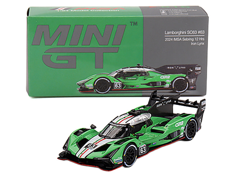Lamborghini SC63 #63 Matteo Cairoli - Andrea Caldarelli - Romain Grosjean "Iron Lynx" IMSA "12 Hours of Sebring" (2024) Limited Edition 1/64 Diecast Model Car by Mini GT