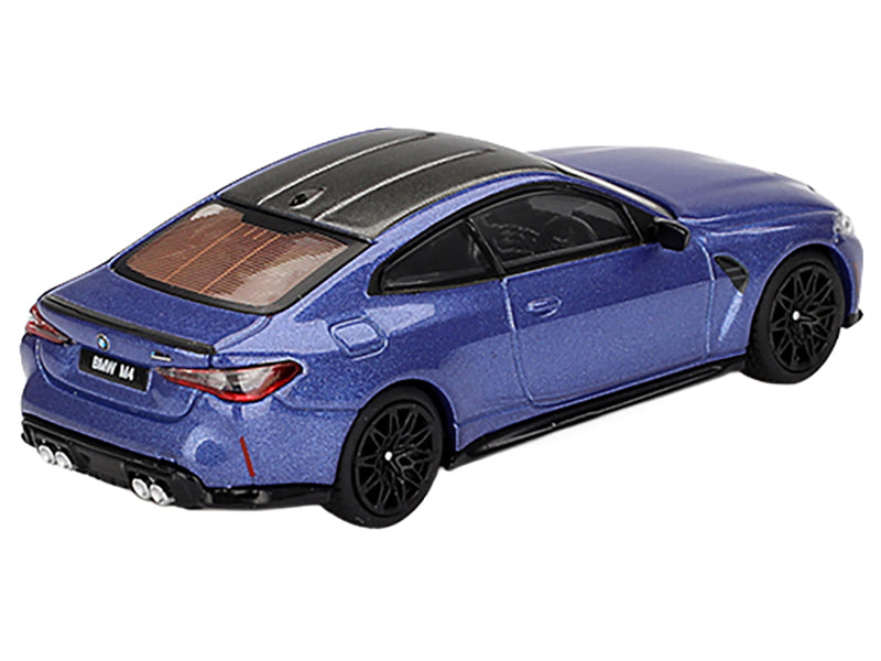 BMW M4 Competition Portimao Blue Metallic with Carbon Top Limited Edition 1/64 Diecast Model Car by Mini GT