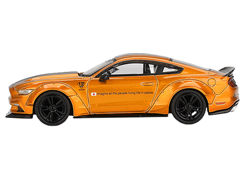 Ford Mustang "LB-Works" LB Gold Metallic with Black Stripes Limited Edition 1/64 Diecast Model Car by Mini GT