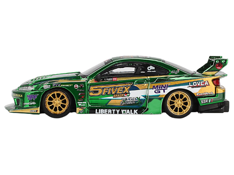Nissan Silvia (S15) LB-Super Silhouette RHD (Right Hand Drive) "Fausto Racing 2024" Green Metallic Limited Edition 1/64 Diecast Model Car by Mini GT
