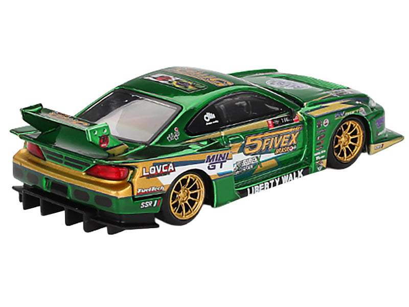 Nissan Silvia (S15) LB-Super Silhouette RHD (Right Hand Drive) "Fausto Racing 2024" Green Metallic Limited Edition 1/64 Diecast Model Car by Mini GT