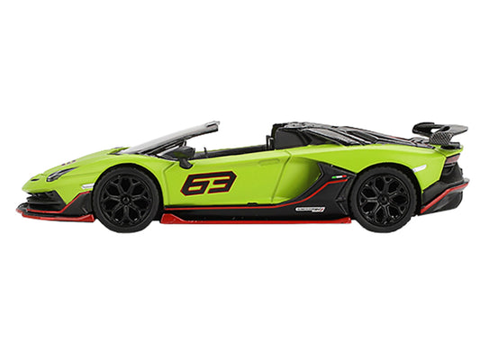 Lamborghini Aventador SVJ 63 Roadster Verde Shock Green Limited Edition 1/64 Diecast Model Car by Mini GT