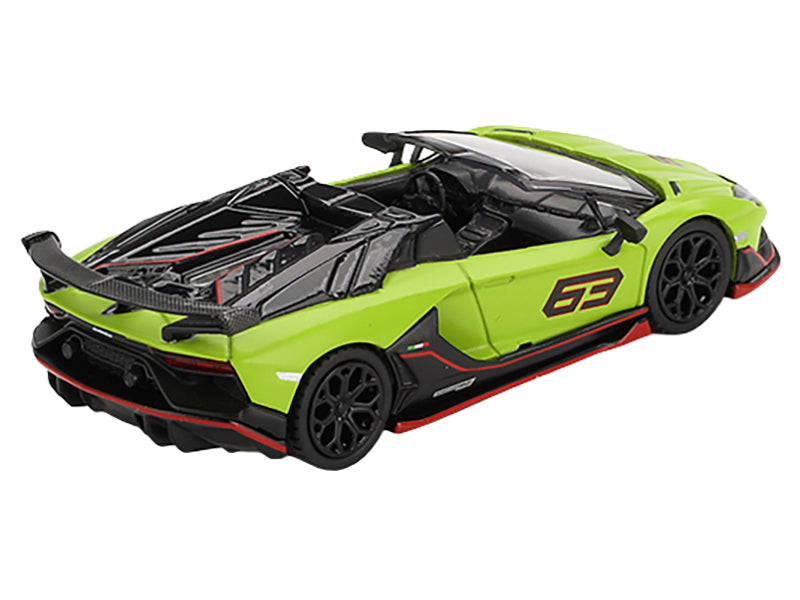 Lamborghini Aventador SVJ 63 Roadster Verde Shock Green Limited Edition 1/64 Diecast Model Car by Mini GT