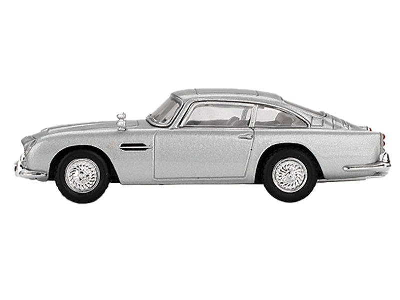Aston Martin DB5 RHD (Right Hand Drive) Birch Silver Metallic 007 James Bond "Thunderball" (1965) Movie Limited Edition 1/64 Diecast Model Car by Mini GT