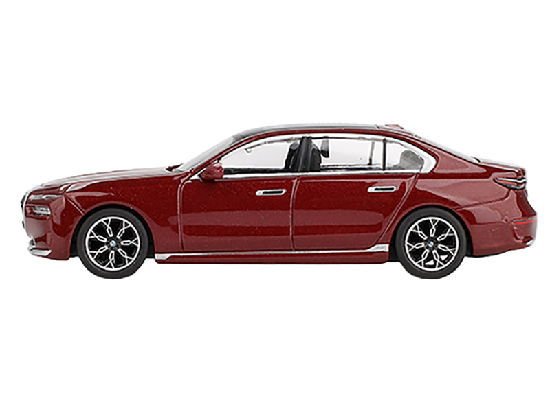 BMW i7 xDrive60 Aventurin Red Metallic Limited Edition 1/64 Diecast Model Car by Mini GT