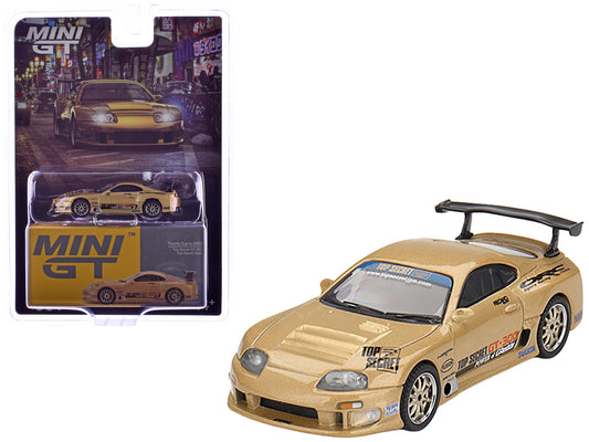 Toyota Supra (A80) "Top Secret GT-300" RHD (Right Hand Drive) Gold Metallic with Graphics Limited Edition 1/64 Diecast Model Car by Mini GT
