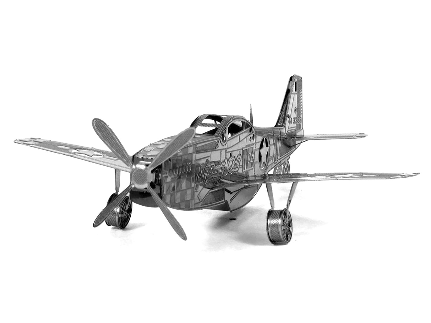 Model Kit North American P-51 Mustang Fighter Aircraft "Big Beautiful Doll" United States Army Air Forces (Easy Difficulty) Steel Model by Metal Earth
