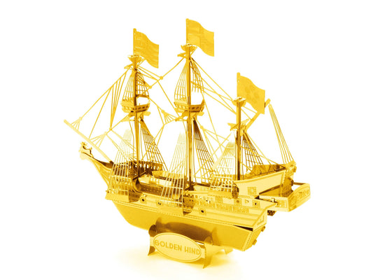 Model Kit Golden Hind Galleon Gold Version (Moderate Difficulty) Steel Model by Metal Earth