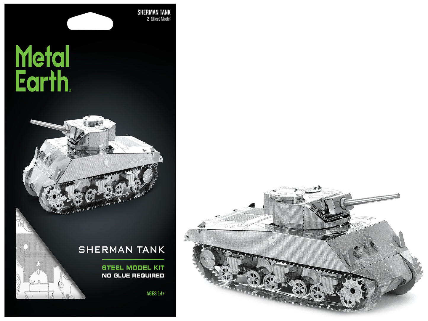 Model Kit American Sherman Tank (Moderate Difficulty) Steel Model by Metal Earth
