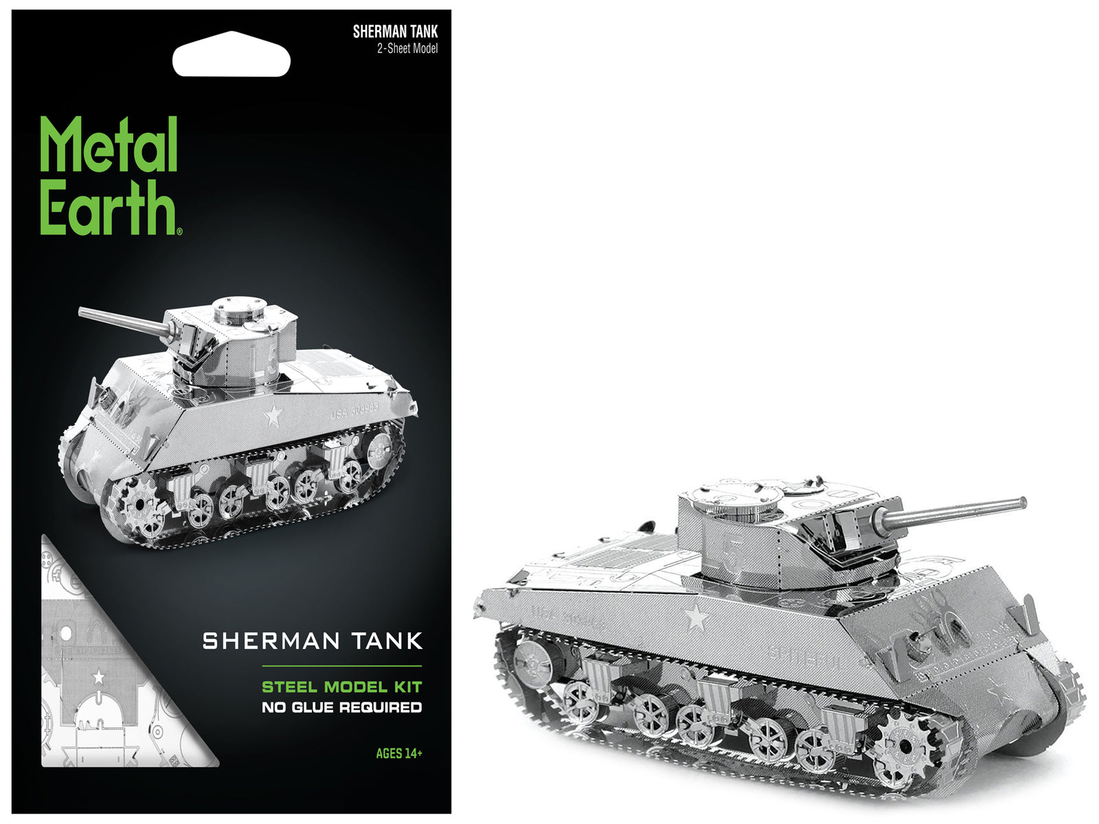 Model Kit American Sherman Tank (Moderate Difficulty) Steel Model by Metal Earth